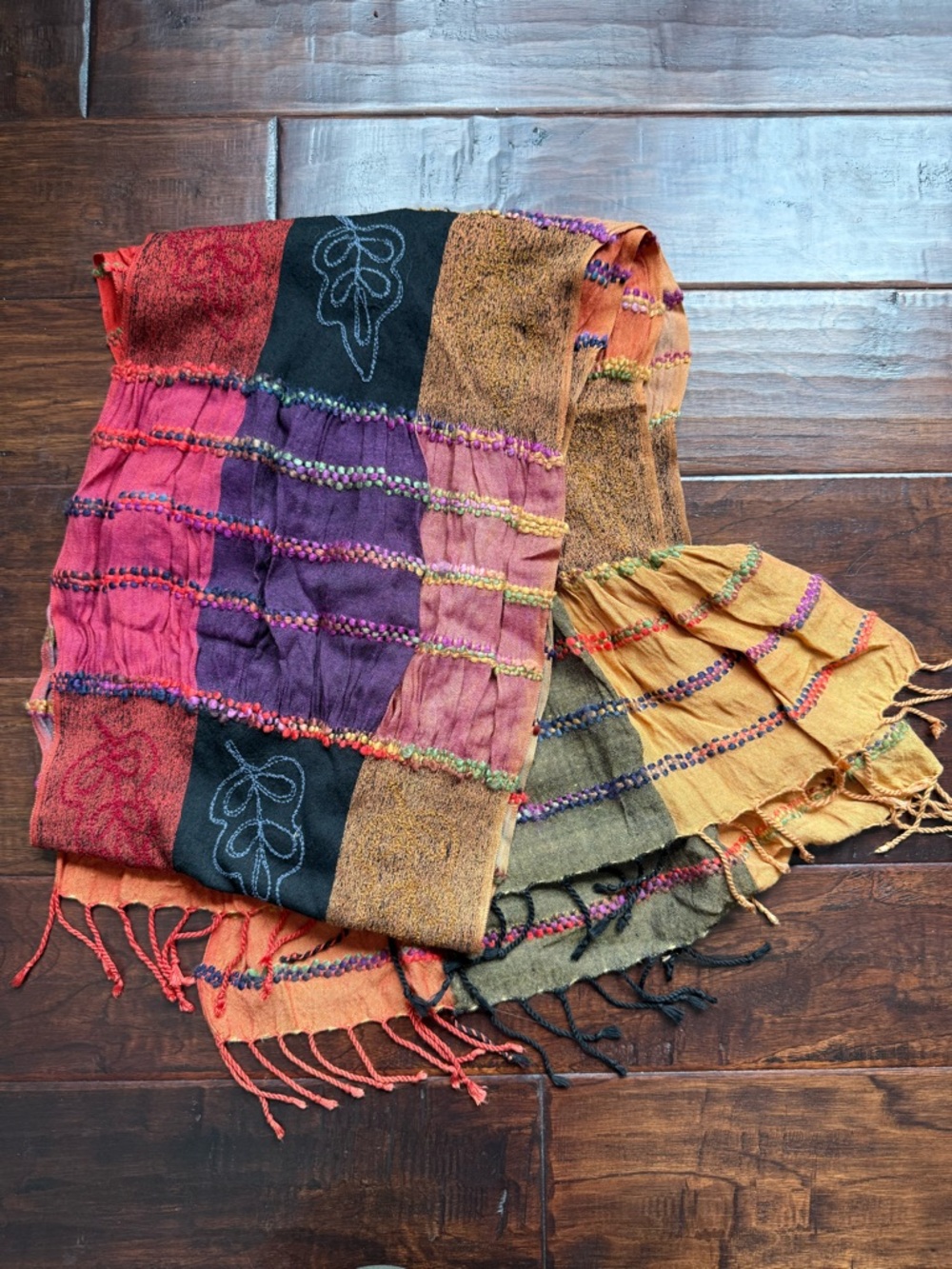 Colorful Patchwork Boho Scarf - Multi Color - Picture 4 of 4
